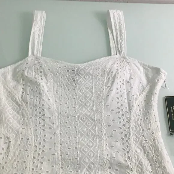 Vintage LRL Lauren Ralph Lauren white eyelet cotton fit and flare dress SZ 6 NWT - Picture 11 of 13
